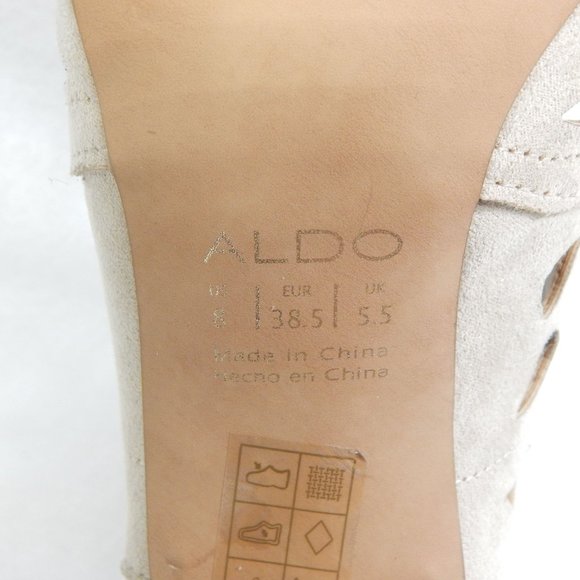 Aldo Womens Beige Suede Opened Toe Tie Up Stiletto Booties Size 8 - Picture 9 of 9